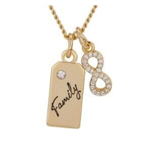Unwritten 14K Gold Plated 'Infinite Love' CZ Necklace Family Charm Gift For Mom - Picture 5 of 5